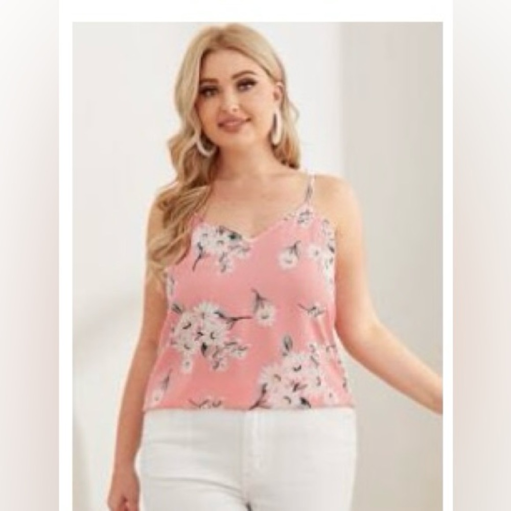 SHEIN Pink Sleeveless Fitted Camisole
